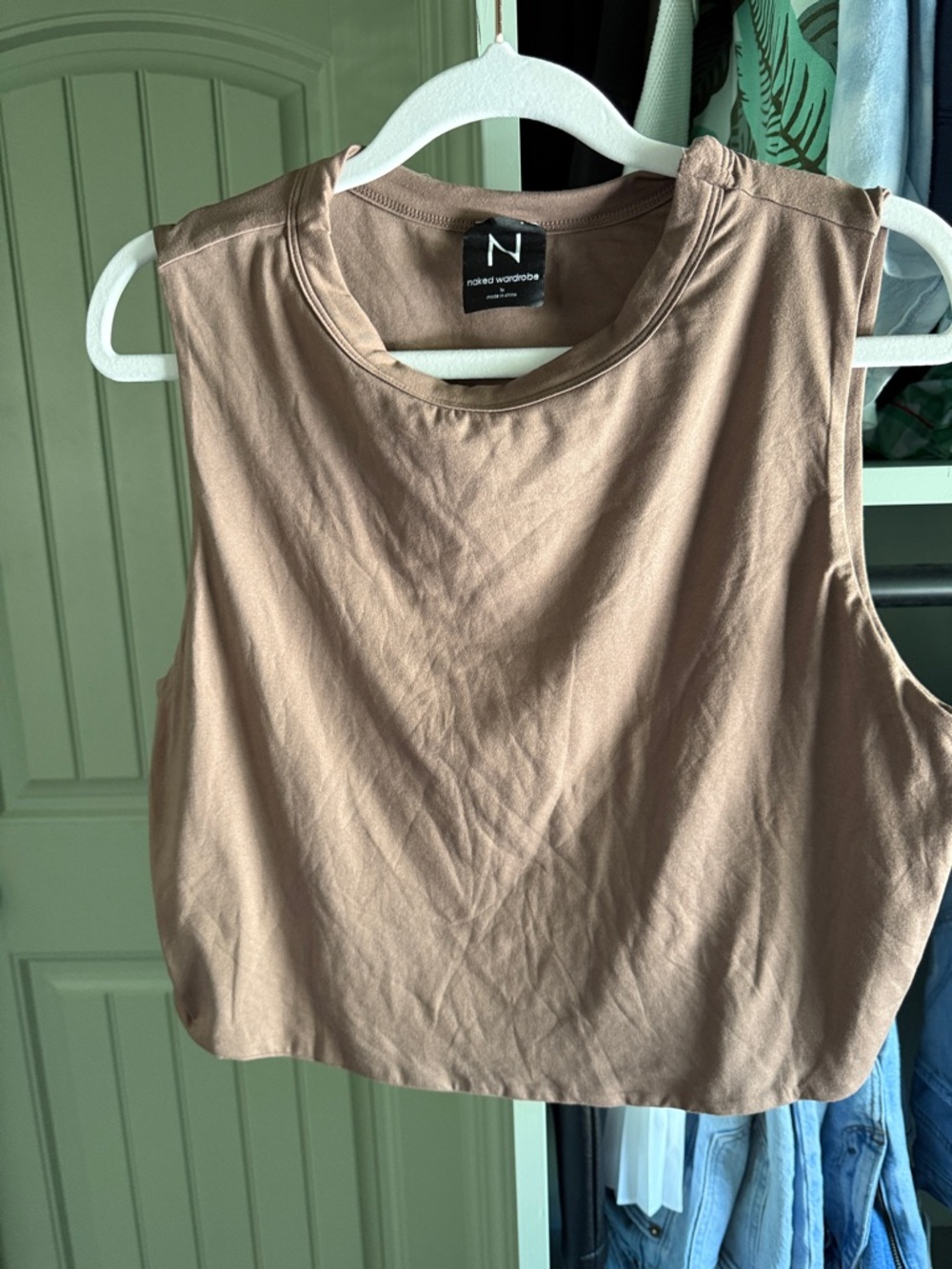 naked wardrobe Taupe Sleeveless Crop Tank